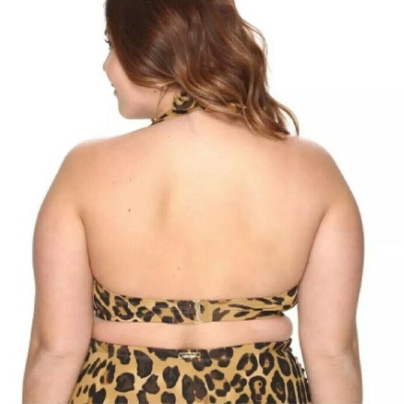 NWT $70 LAUREN RALPH‎ LAUREN PLUS SIZE WOMEN'S 20W LEOPARD RETRO HALTER SWIM TOP - Picture 3 of 3